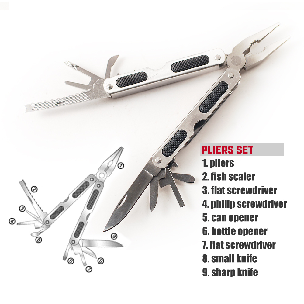 Multi-tool Function and Folding Pocket Knife & Pliers 2pc Set