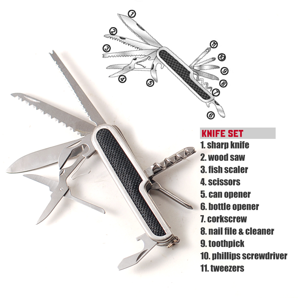 Multi-tool Function and Folding Pocket Knife & Pliers 2pc Set
