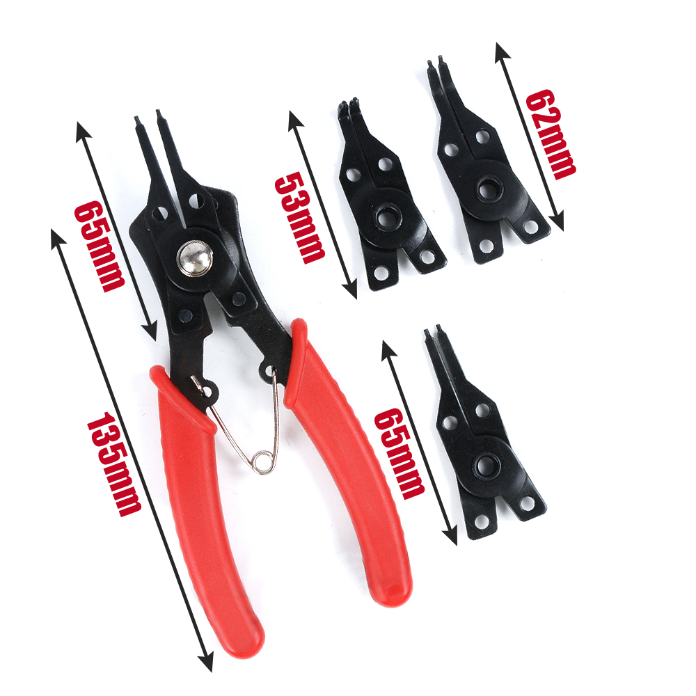4-in-1 Circlip Pliers Precision Retaining Clip Snap Ring Dia 1.5mm Tips: Internal External