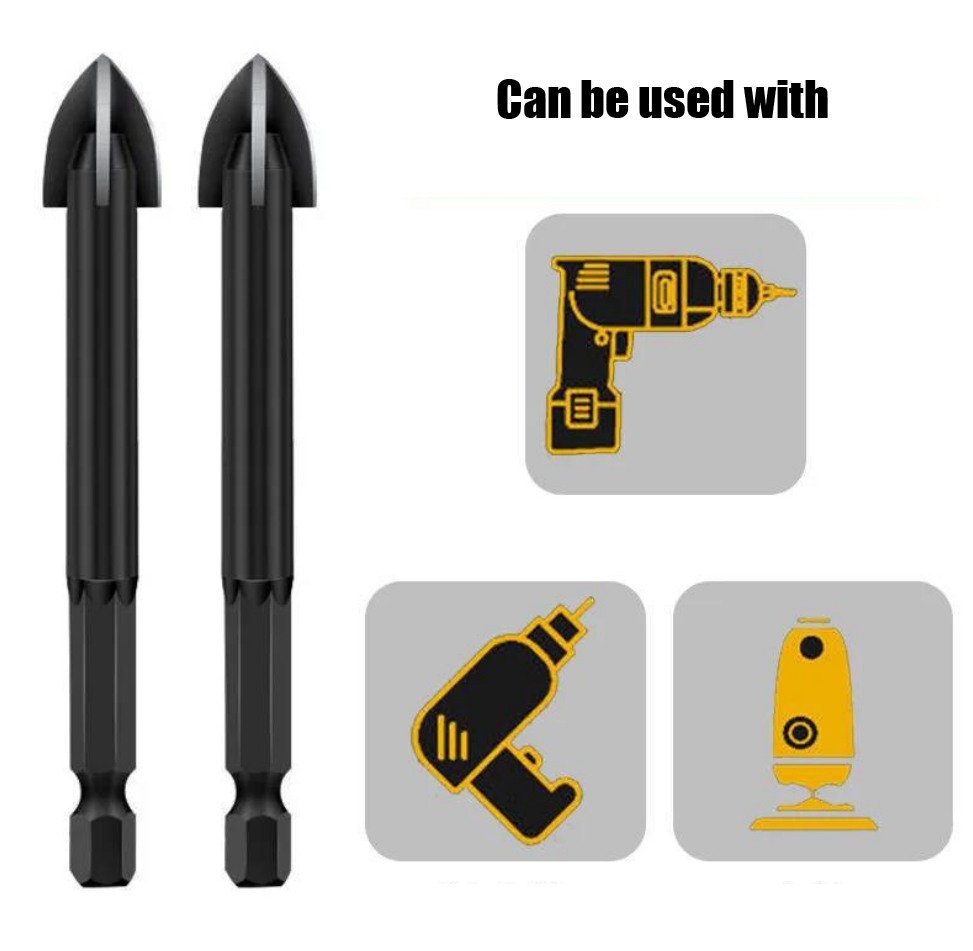 TCT Tungsten Carbide Ceramic Tile Glass Brick Drill Bit Cross Spear Head with Quick Change Shank
