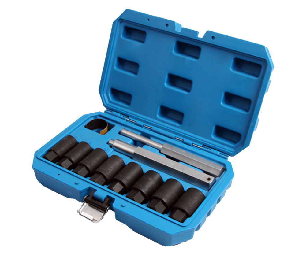 10pc Locking Wheel Nut Bolt Hub Cap Remove Tool Set: 18-25mm Conical Sockets