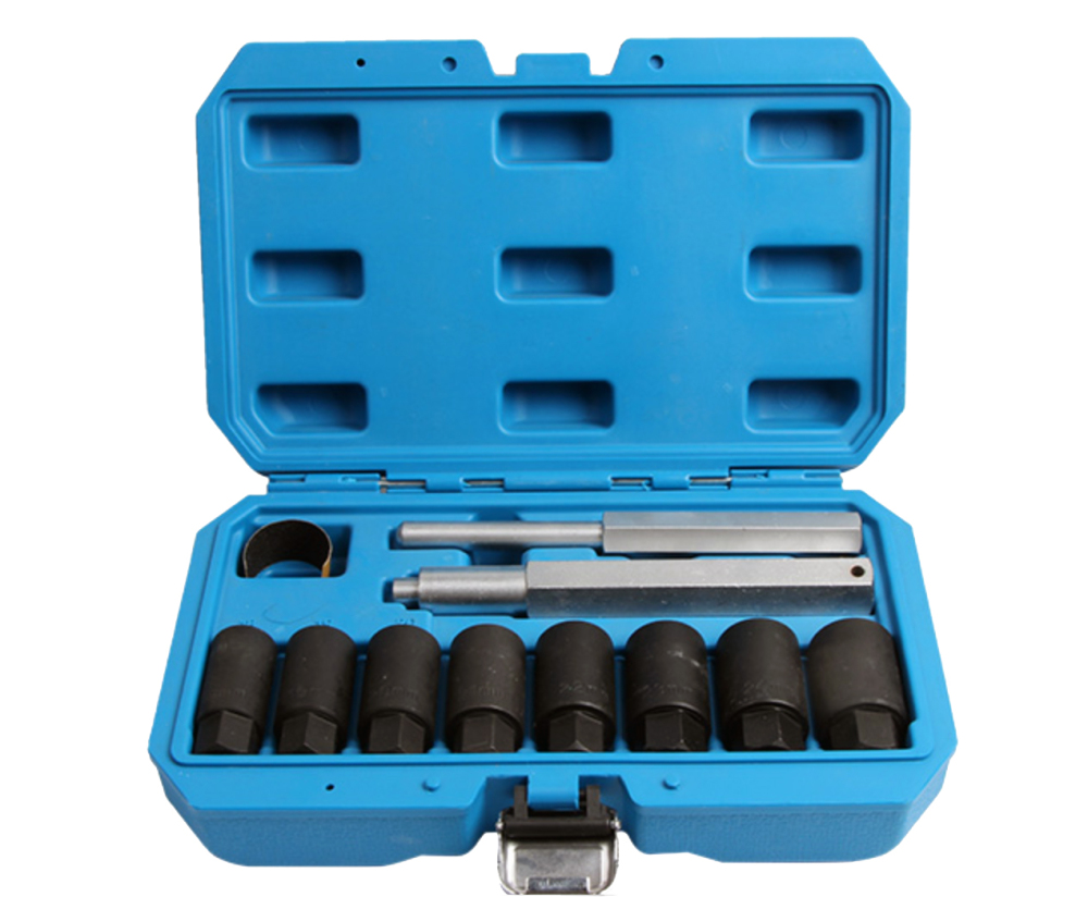 10pc Locking Wheel Nut Bolt Hub Cap Remove Tool Set: 18-25mm Conical Sockets