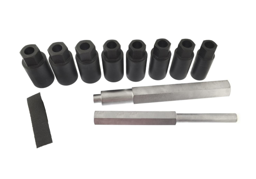 10pc Locking Wheel Nut Bolt Hub Cap Remove Tool Set: 18-25mm Conical Sockets