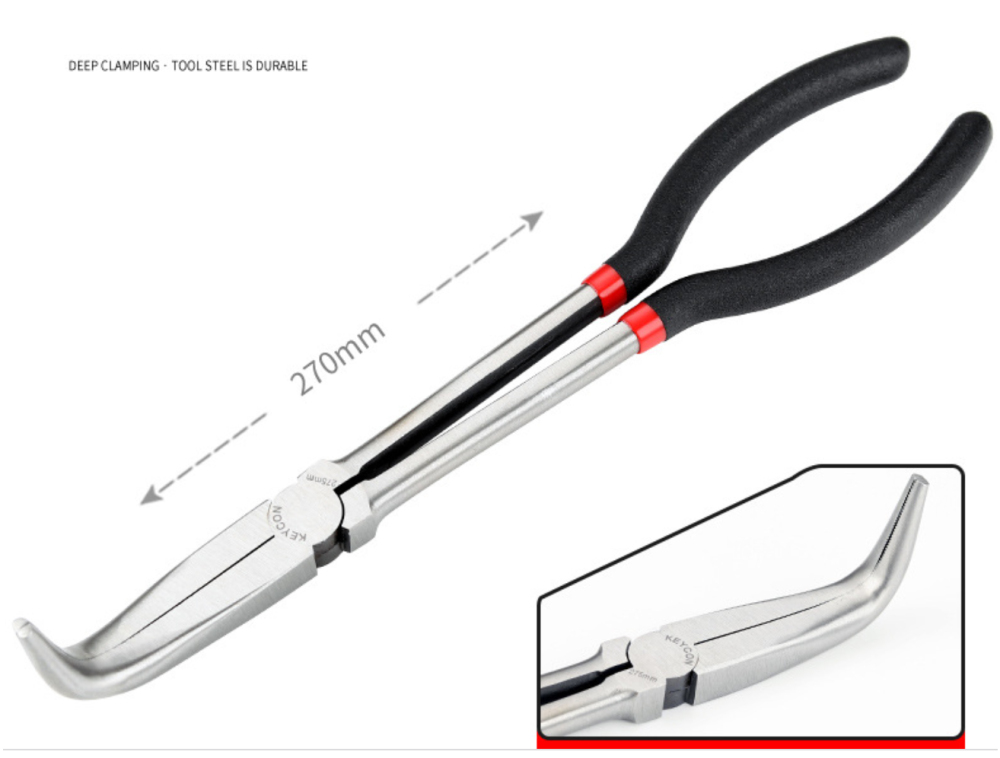 290mm Long Reach Pliers: Straight/Bent 20,45,90°/Hose Spark Plug Remover Ring