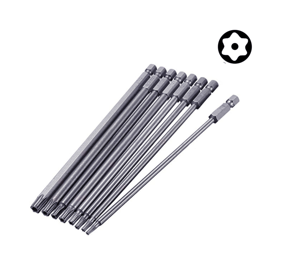 150mmL S2 Steel Magnetic Torx Head Screw Driver Security Tamper Proof Star 1/4" Quick Change Shank