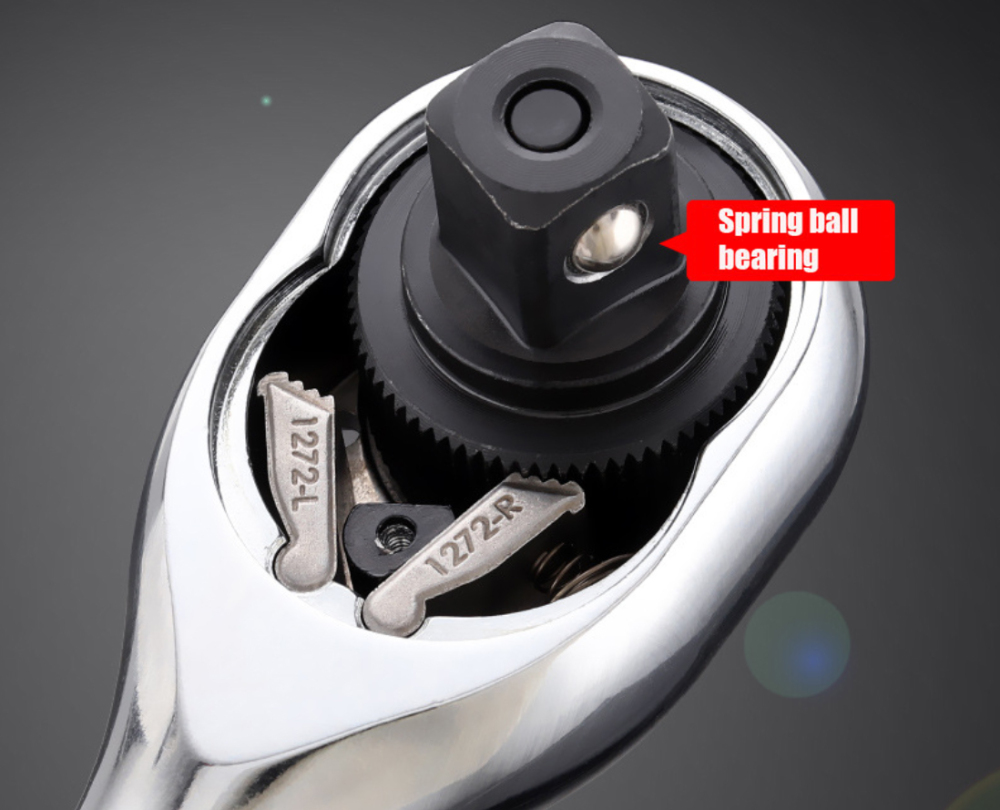Cr-V 72T Reversible Ratchet Socket Drive Stubby Handle 1/2"-3/8"-1/4" 3pc Set