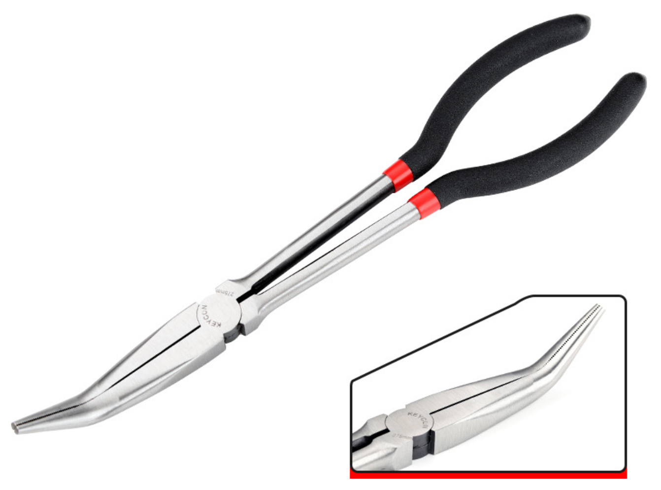 290mm Long Reach Pliers: Straight/Bent 20,45,90°/Hose Spark Plug Remover Ring