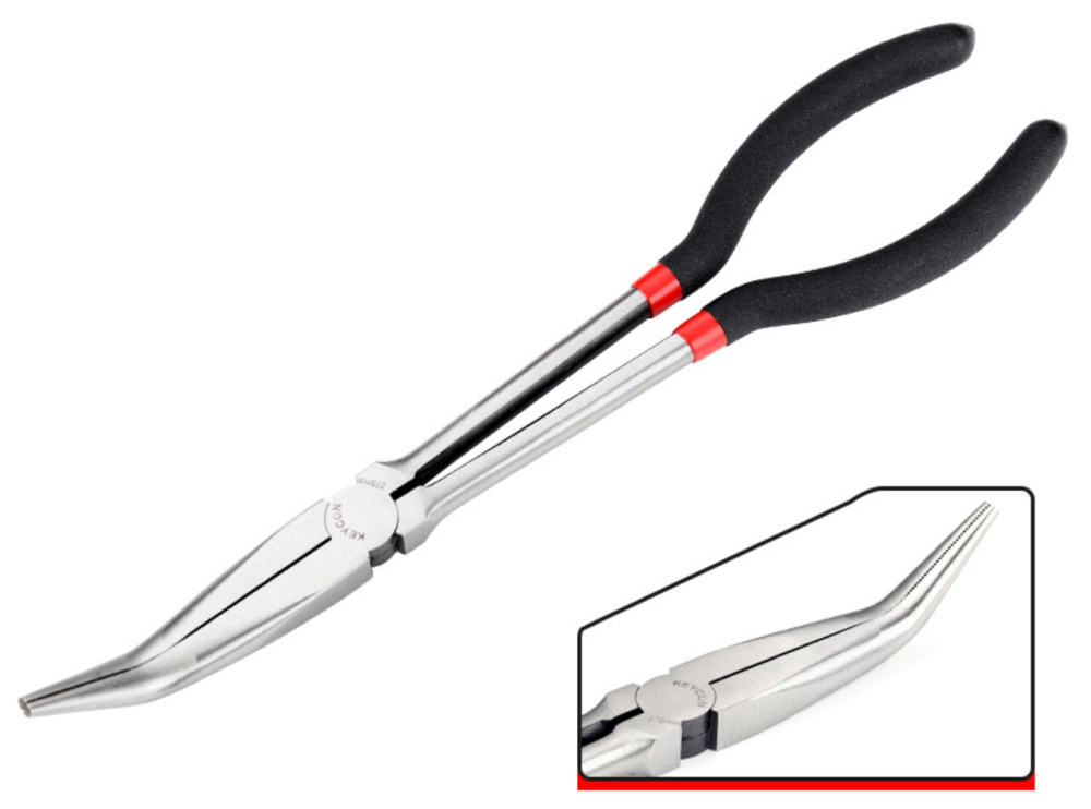 290mm Long Reach Pliers: Straight/Bent 20,45,90°/Hose Spark Plug Remover Ring