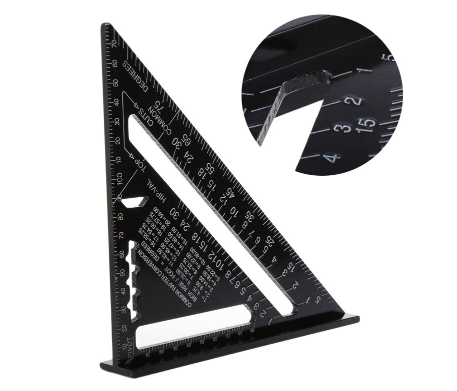 7'' Aluminium Speed Metric/Imperial Square Carpenter's Rafter Triangle Angle Protractor Layout Tool