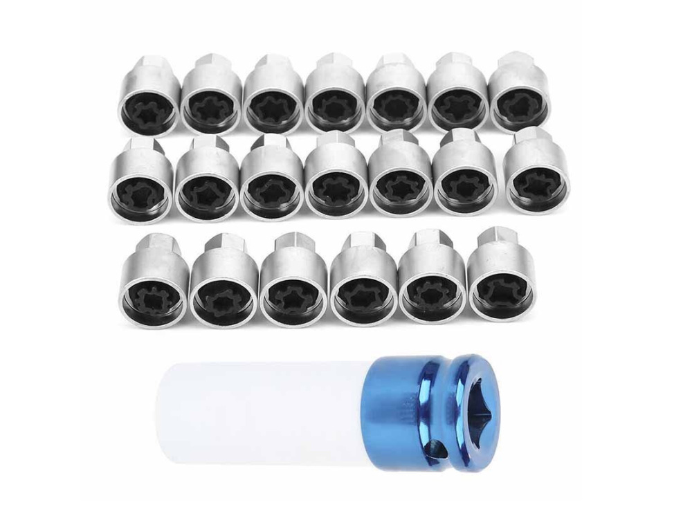 21pc Special Locking Wheel Nut Key Socket Set For Audi Pattern 20pc Key+Adapter