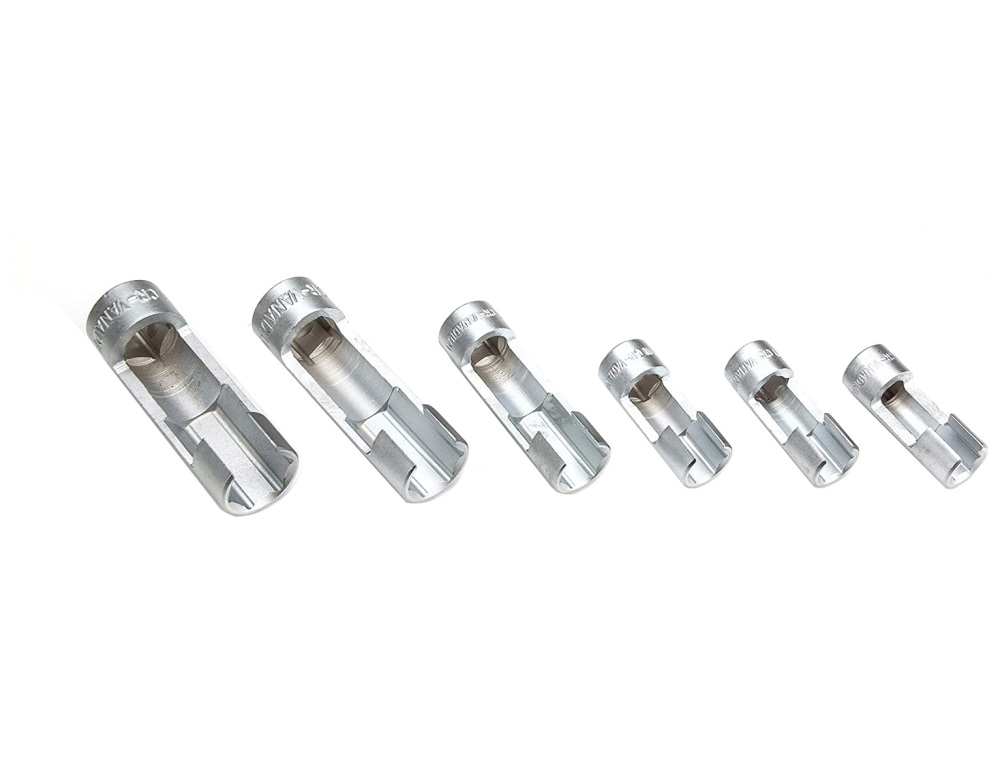6pc 3/8"&1/2" Dr. Slotted Special Socket Set for Temperature Sensor Remove: 10,11,12,14,17,19mm