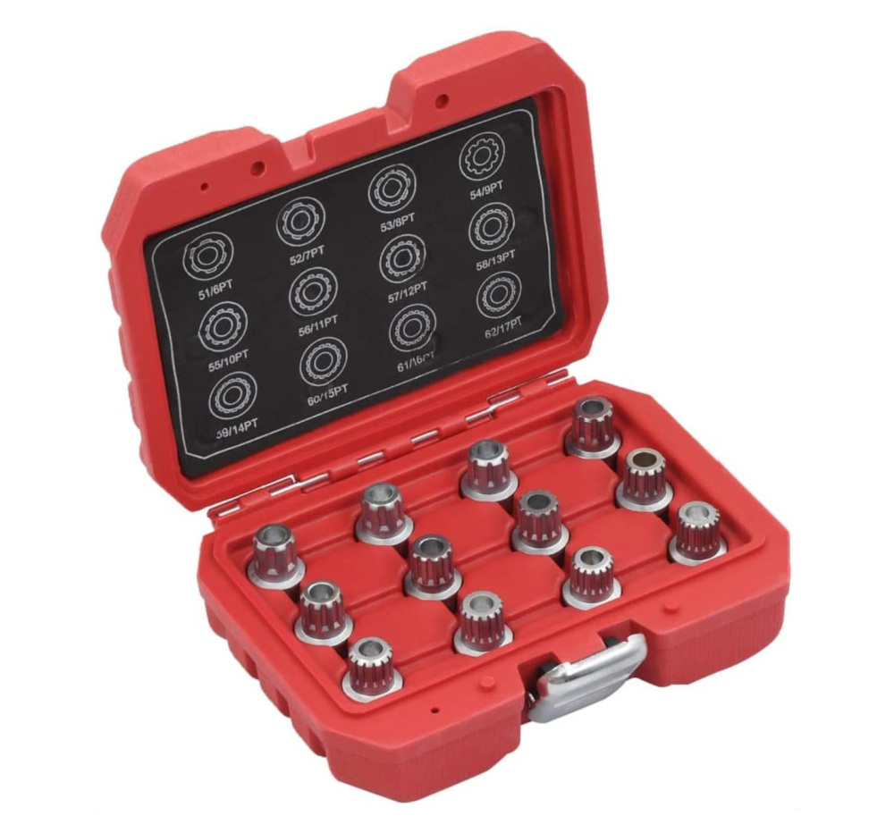 12pc Security Locking Lug Wheel Nut Unique Multi Ribe Spline Bits Key Set for VW, Wheel