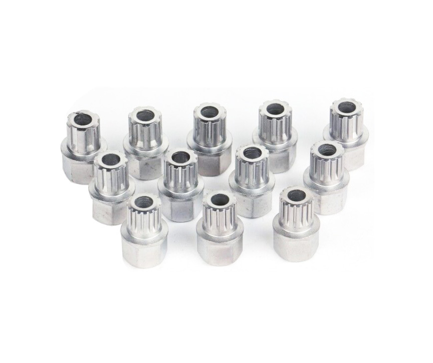 12pc Security Locking Lug Wheel Nut Unique Multi Ribe Spline Bits Key Set for VW, Wheel