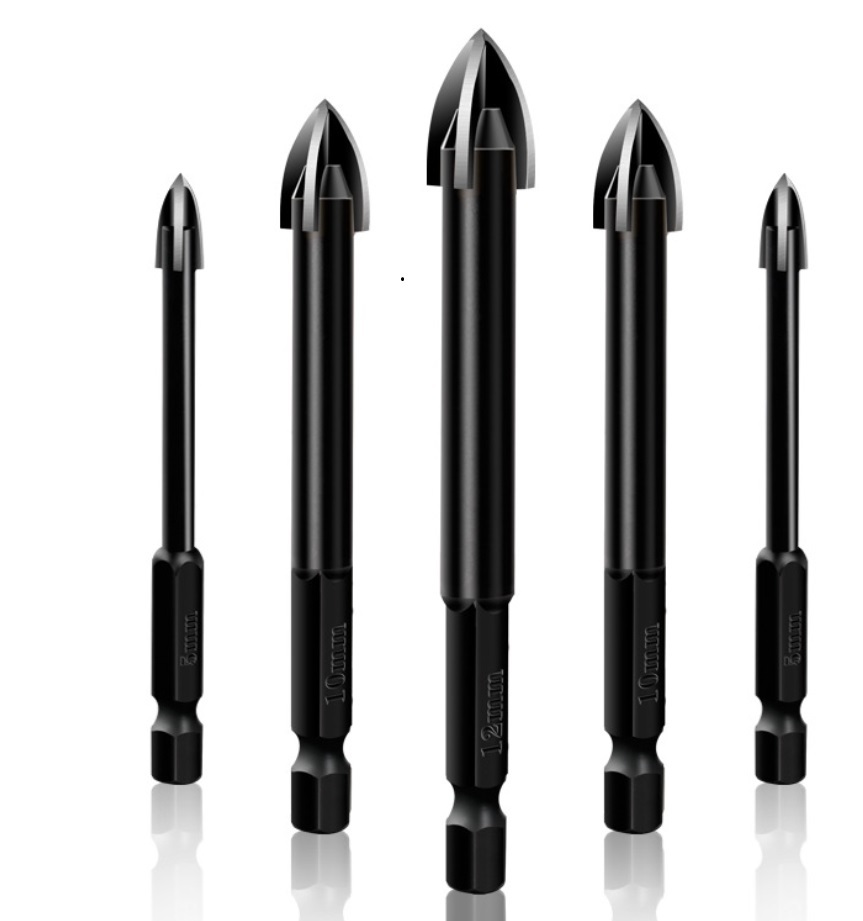 TCT Tungsten Carbide Ceramic Tile Glass Brick Drill Bit Cross Spear Head with Quick Change Shank