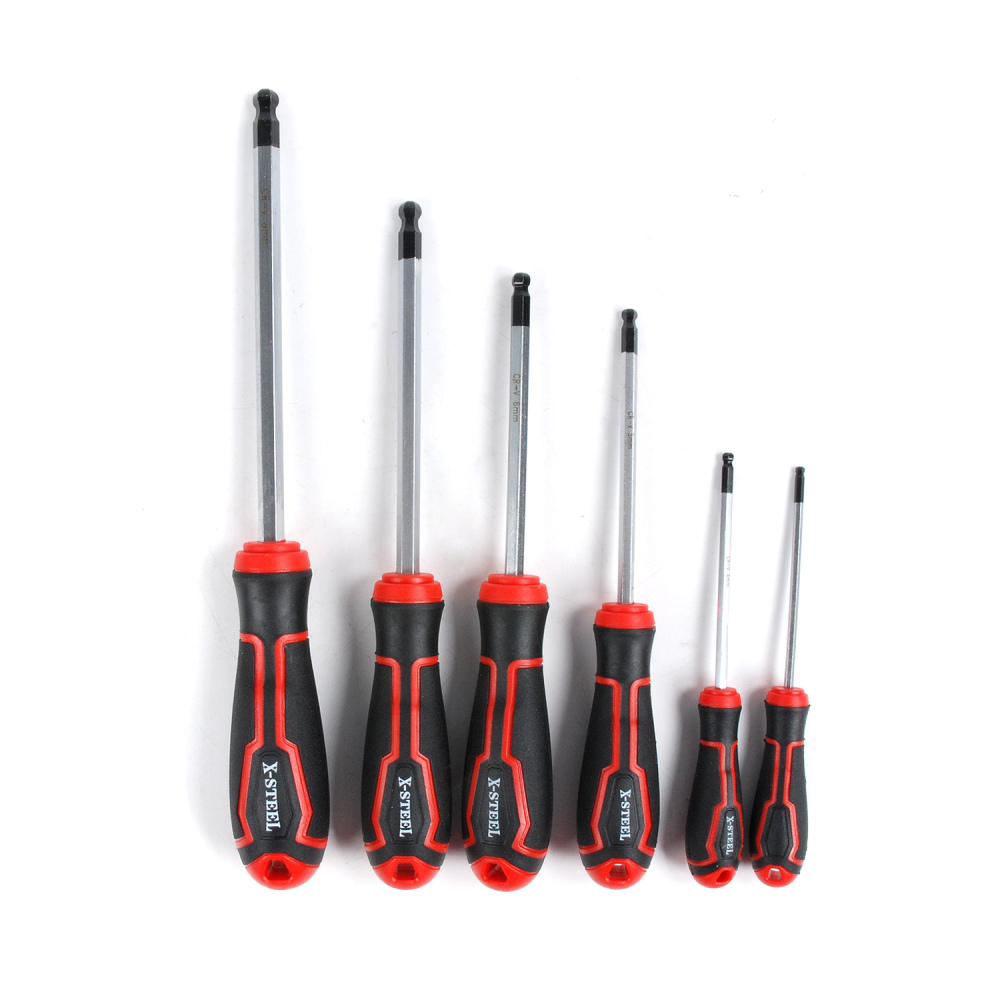 6pc Expert Cr-V Hex Allen Key Wrench Ball End Screwdriver Set: H3,4,5,6,7,8mm