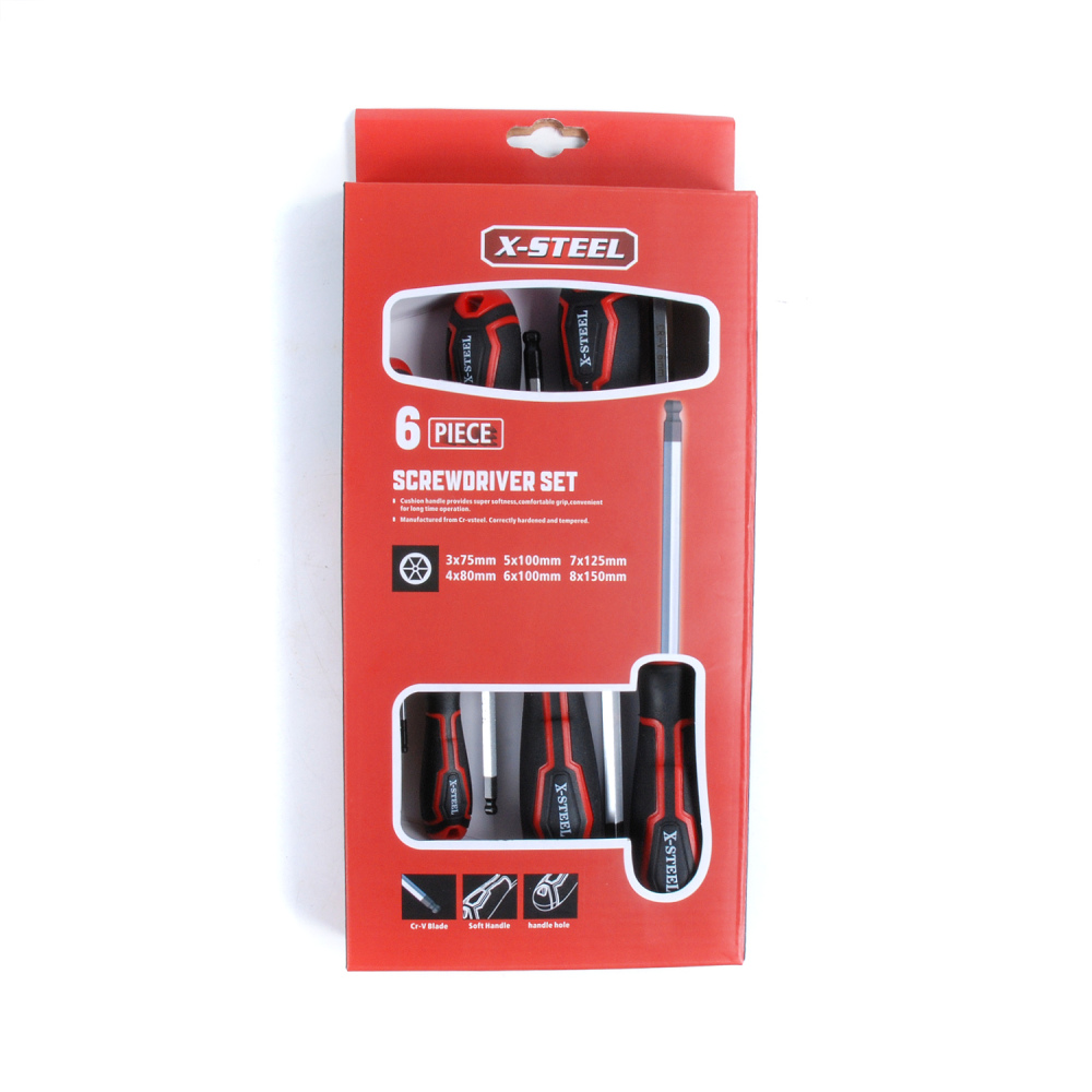 6pc Expert Cr-V Hex Allen Key Wrench Ball End Screwdriver Set: H3,4,5,6,7,8mm