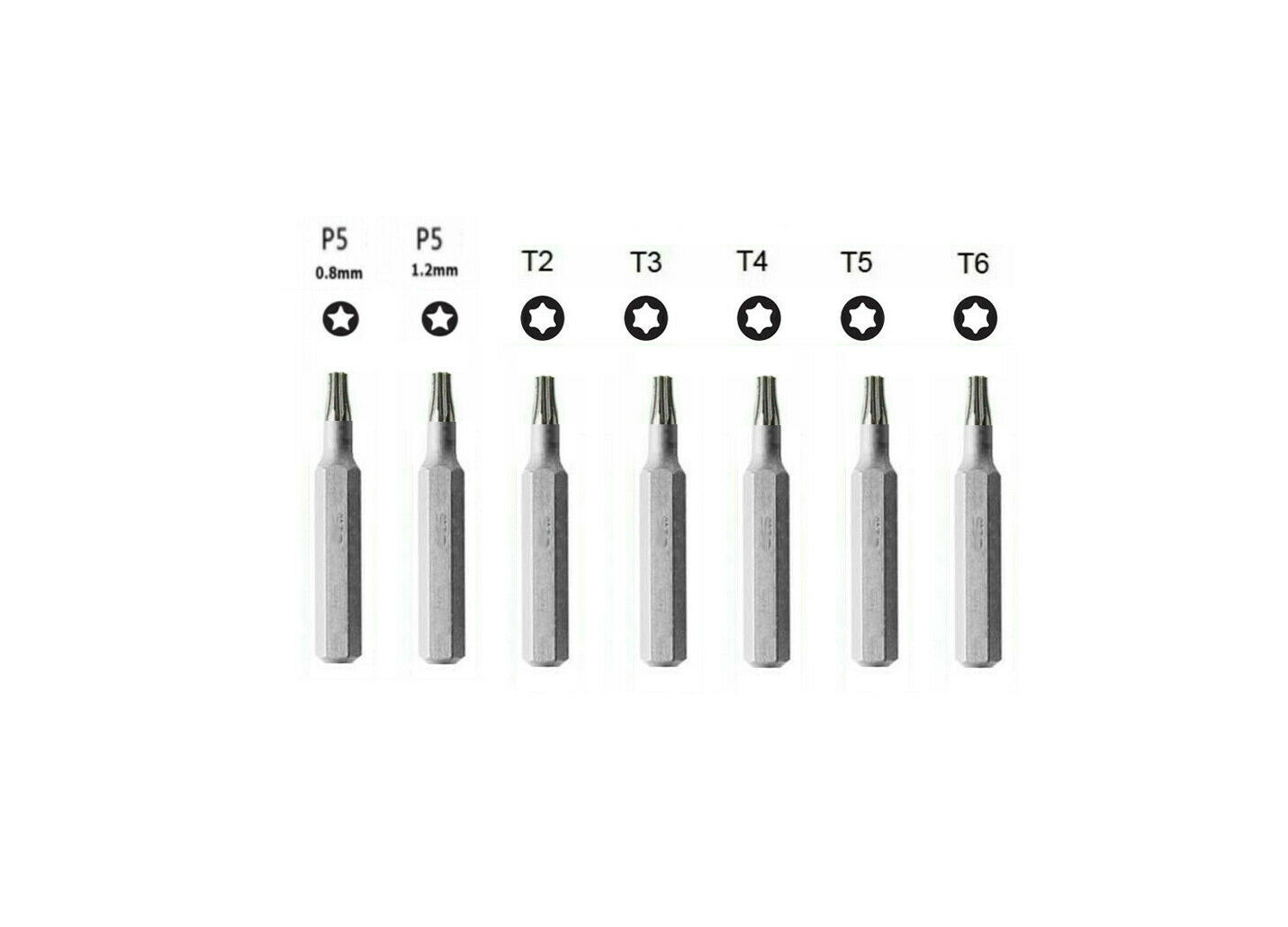 Precision Screwdriver Bits Option: Pentalobe 0.8,1.2mm/Torx T2-6,Y0.6,U2.6,TR2.3