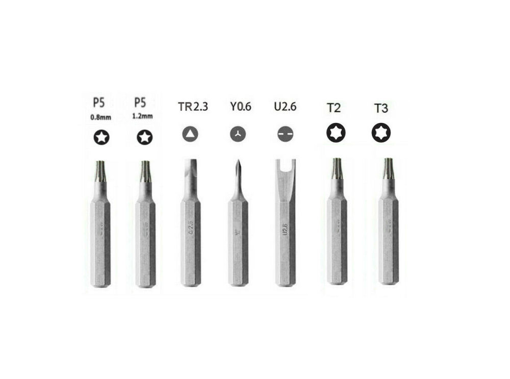 Precision Screwdriver Bits Option: Pentalobe 0.8,1.2mm/Torx T2-6,Y0.6,U2.6,TR2.3