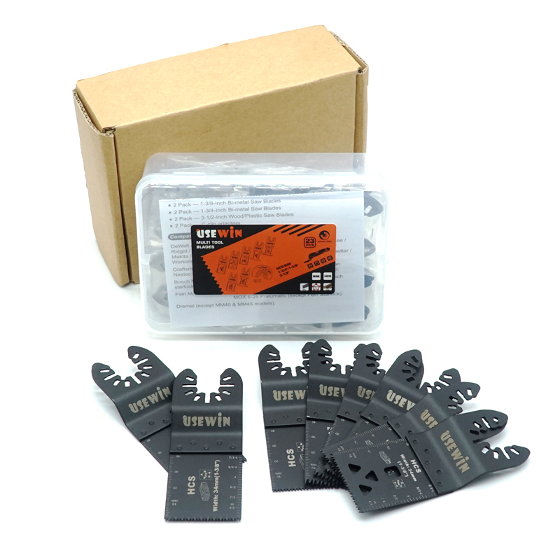 Usewin 23pc Oscillating Saw Blades Set for Quick Release Multi-tool, Metal/Wood BIM HCS Blades