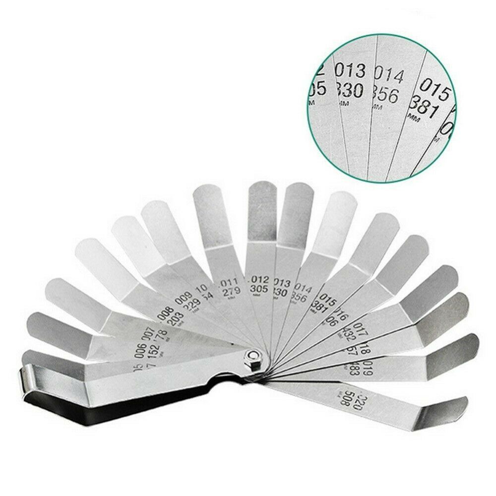 16pc 100mmL Offset Feeler Gauge Metric & SAE Mark:0.127-0.508mm