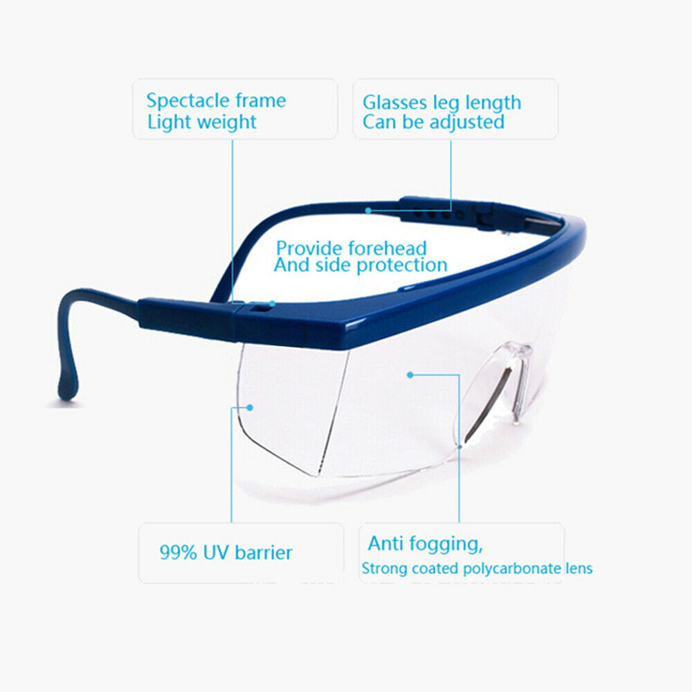 2pc-pack Safety Spectacles Eyewear Glasses Eyeglass Adjust Arm UV Protect
