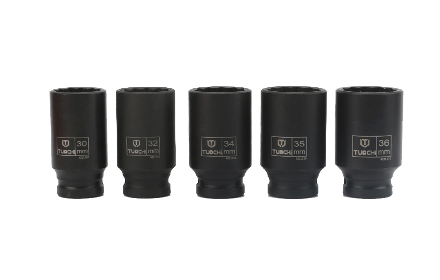 1/2" Dr Cr-Mo 12PT Double Hex 78mmL Deep Impact Socket Set