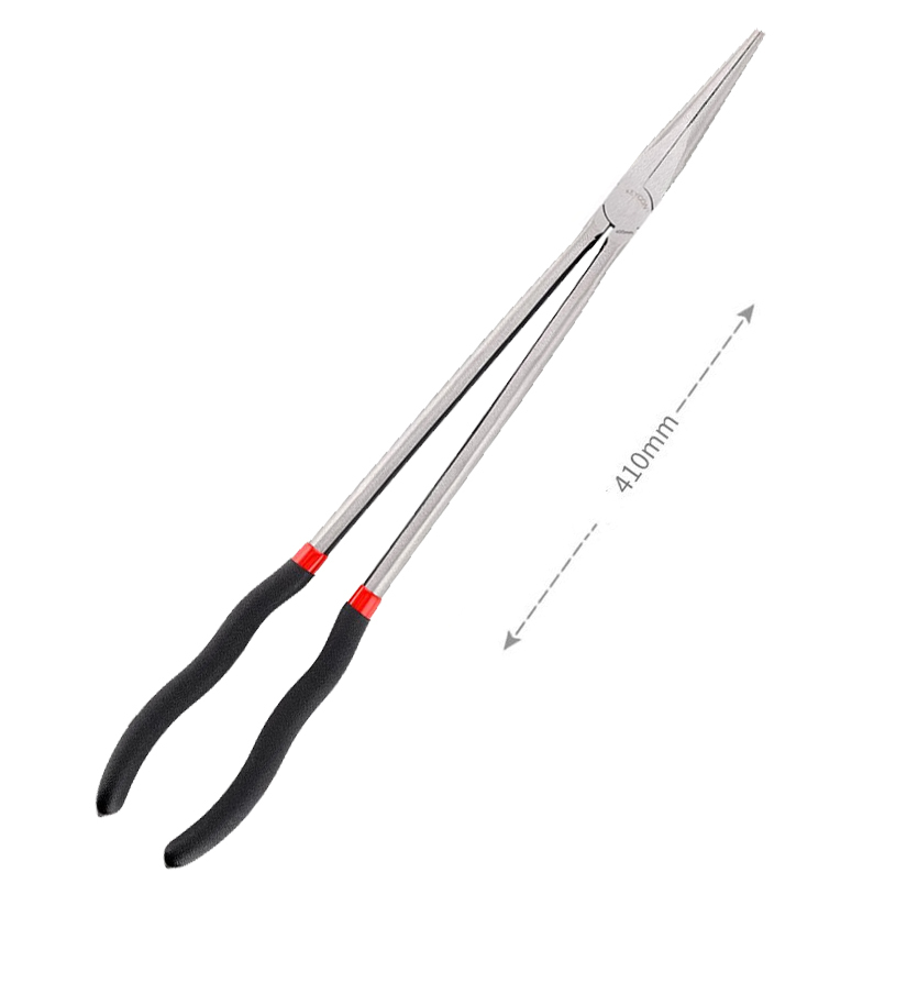16"/410mm Extra Long Reach Long Straight Nose Pliers PVC Dipped Soft Grip Handle
