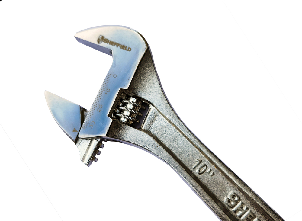 Sheffield S016910 10"/250mm Cr-V Steel Adjustable Wrench Shifter Max. 37mm Wide Open Jaw
