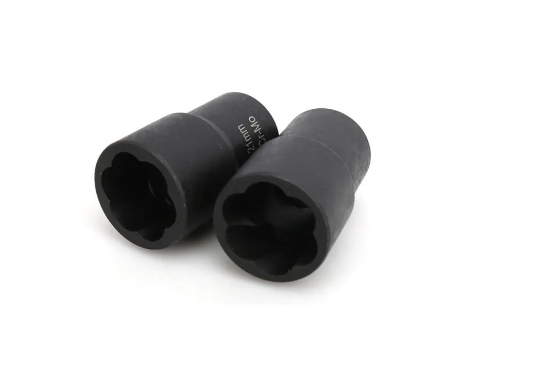 5pc 1/2" Dr. Cr-Mo Spiral Twist Socket for Damaged Round Bolt Lug Nut:17,19,21,22mm