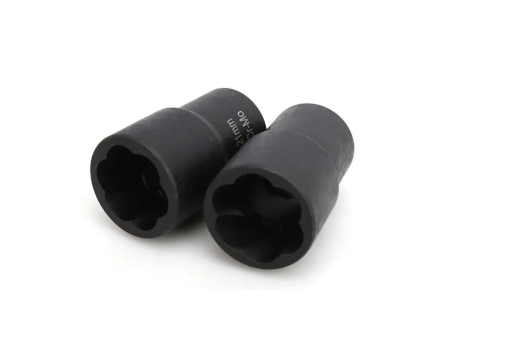 5pc 1/2" Dr. Cr-Mo Spiral Twist Socket for Damaged Round Bolt Lug Nut:17,19,21,22mm