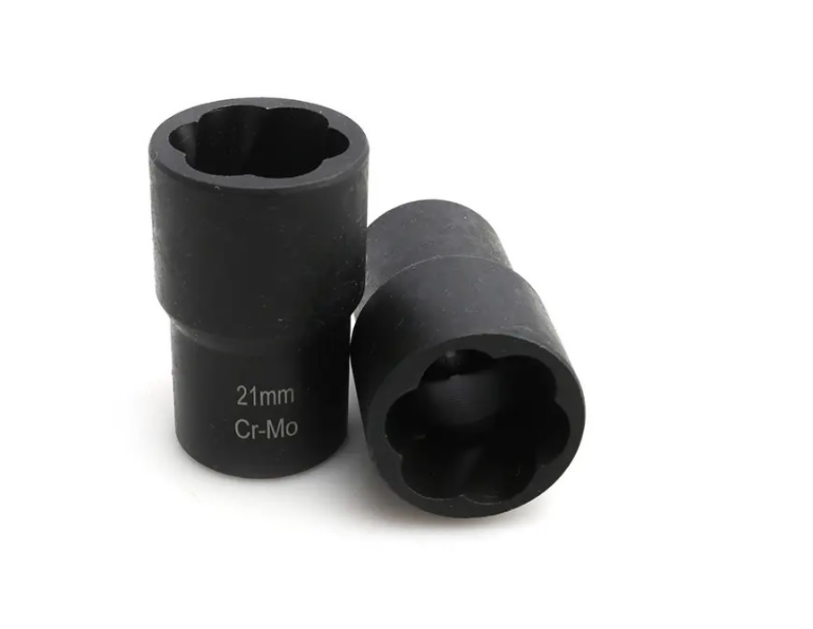 5pc 1/2" Dr. Cr-Mo Spiral Twist Socket for Damaged Round Bolt Lug Nut:17,19,21,22mm