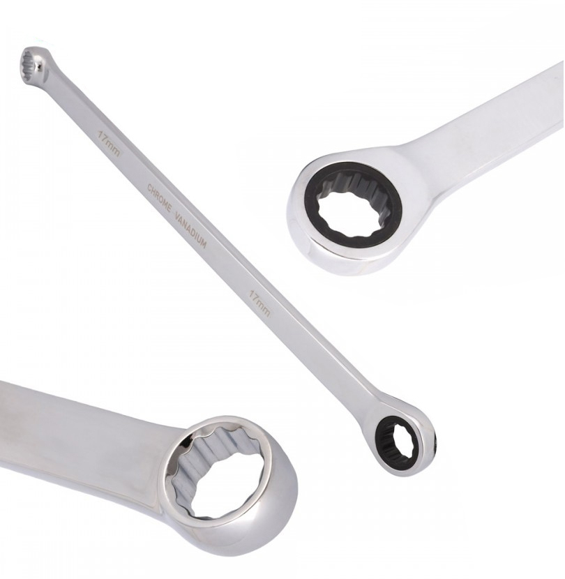 Cr-V Aviation Extra Long Ratchet Gear Spanner Wrench Set