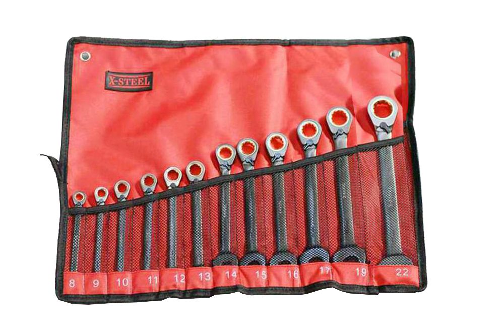 Cr-V Two Way Reversible Ratchet Combination Ring Open End Spanner Set