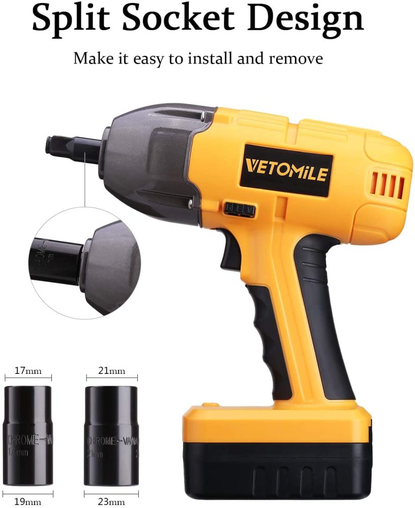 VETOMILE 18V Cordless Impact Wrench Max 500Nm Torque Rechargeable Li-Ion Battery