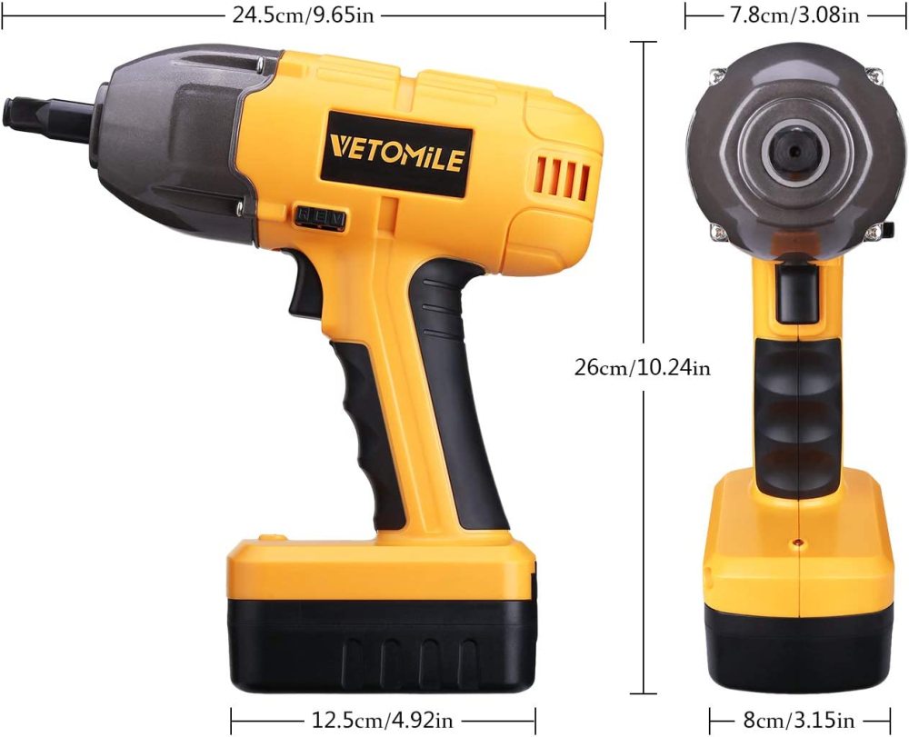VETOMILE 18V Cordless Impact Wrench Max 500Nm Torque Rechargeable Li-Ion Battery