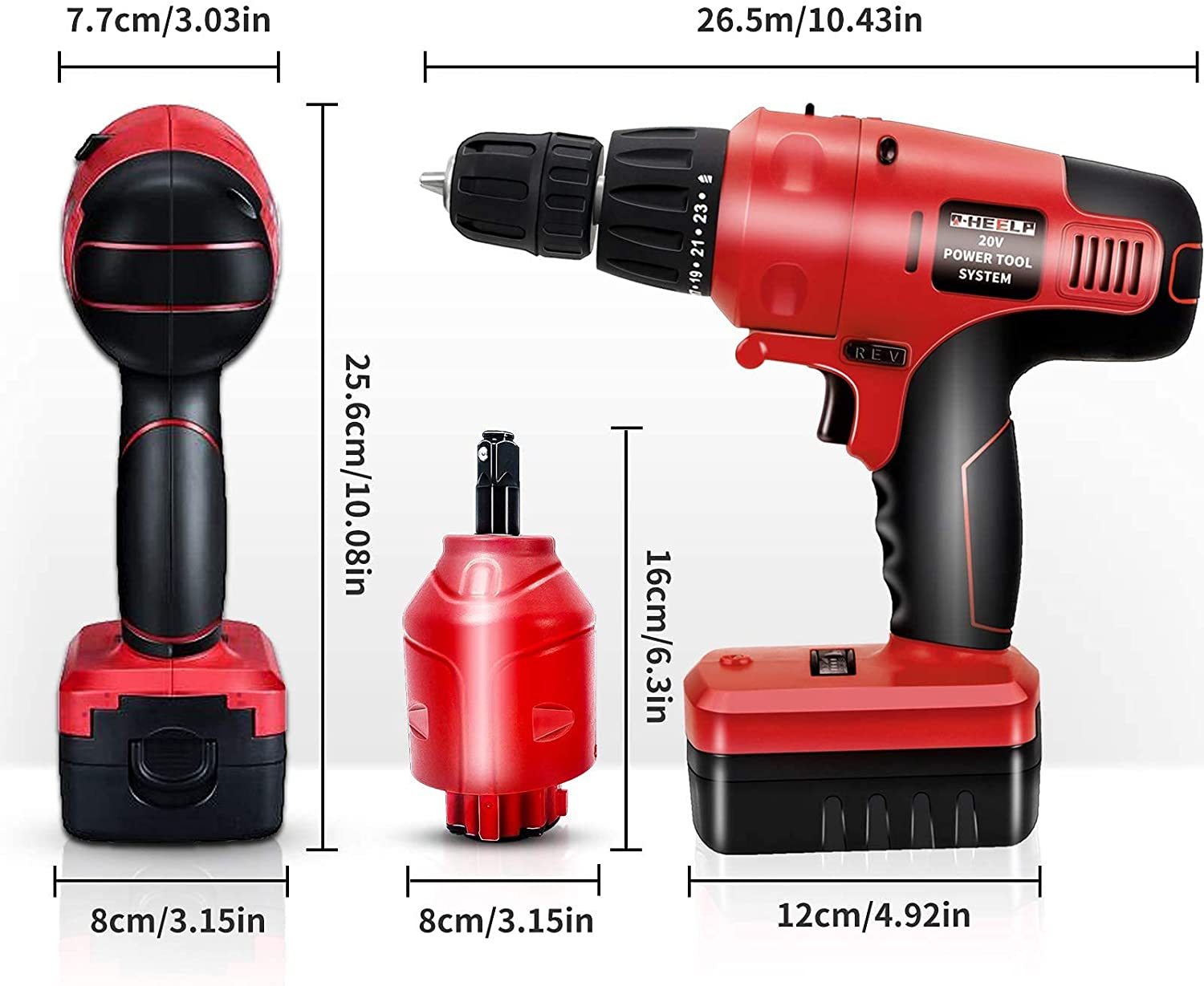 2-in-1 20V Cordless 2 Head Quick Connect Electric Impact Wrench Drill/Driver Combo Kit
