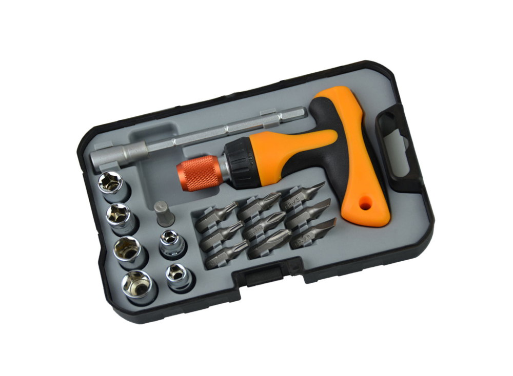 18pc Ratchet T Handle Screwdriver Bits+1/4" Dr Cr-V 5-10mm Socket Set