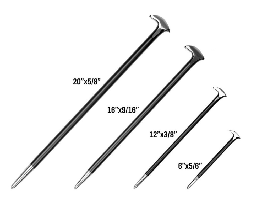 4pc Heavy Duty Solid Steel Pry Bar Rolled Heel Prying Podger Pinch Lever Bars