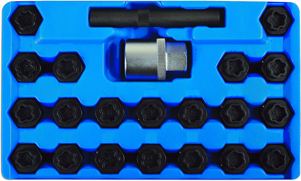 22pc Special Locking Wheel Nut Key Socket Set For BMW: #41-#60 20pc Key+Adapter