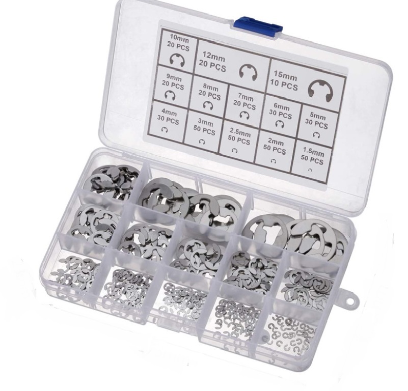 304 Stainless Steel 400pcs E-Clip Circlips Snap Assortment Metric Size: 1.5mm-15mm