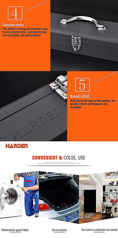 Harden Tools 520102 17" 430x180x190mm Hip Roof Tool Box Portable Heavy Duty Steel Tray