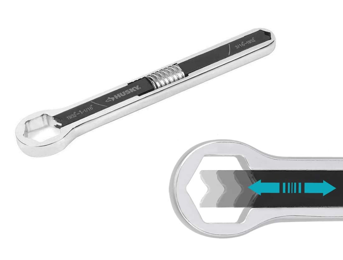 Husky Total Socket Universal Adjustable Wrench Dual Head 5-17+17-27mm/ 3/16" to 19/32"+19/32" to 1-1/16"