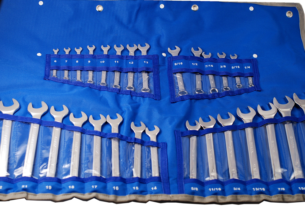 30 Size SAE & Metric Canvas Tool Roll Pouch for Spanner Wrench Display & Storage