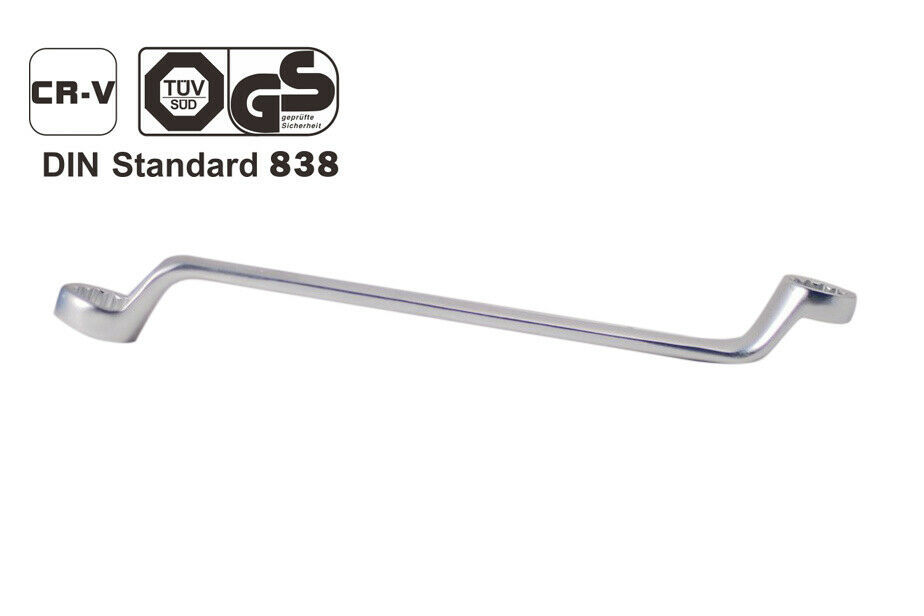German DIN Standard Cr-V Double Deep Offset Ring Spanner 8pc or 12pc Set with Longer Length