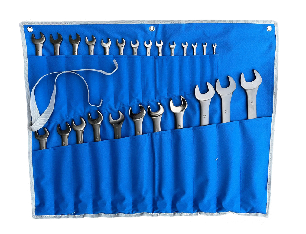Cr-V Long Shank Series Combination Ring Open End Spanner Set:8pc,12pc,14pc,16pc,25pc