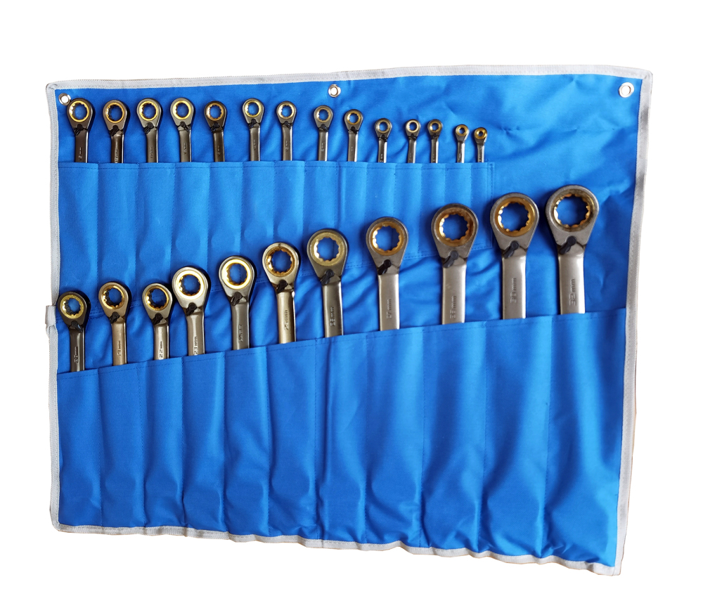 Cr-V Two Way Reversible Ratchet Combination Ring Open End Spanner Set