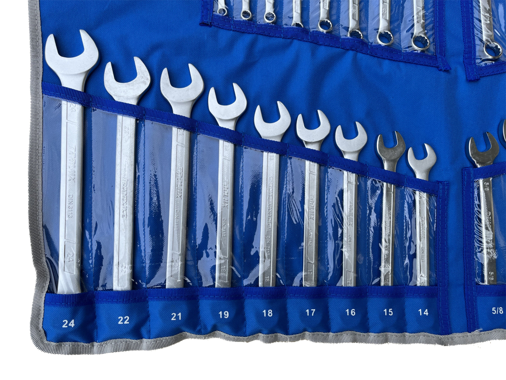 30pc Combination Wrench Spanner 6-24mm+1/4"-1" Metric SAE Set