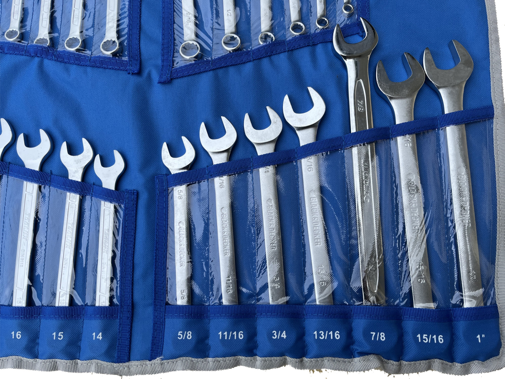30pc Combination Wrench Spanner 6-24mm+1/4"-1" Metric SAE Set