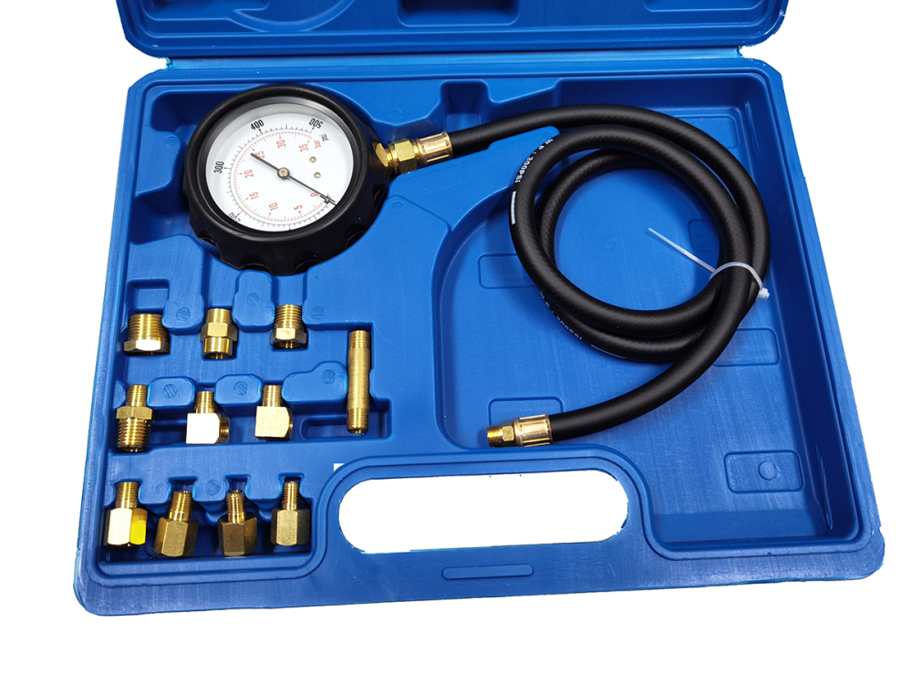 12pc TU-11A Engine Oil Pressure and Transmission Fluid Diagnostic Tester Tool Kit - Gauge, Hose, and Adapters