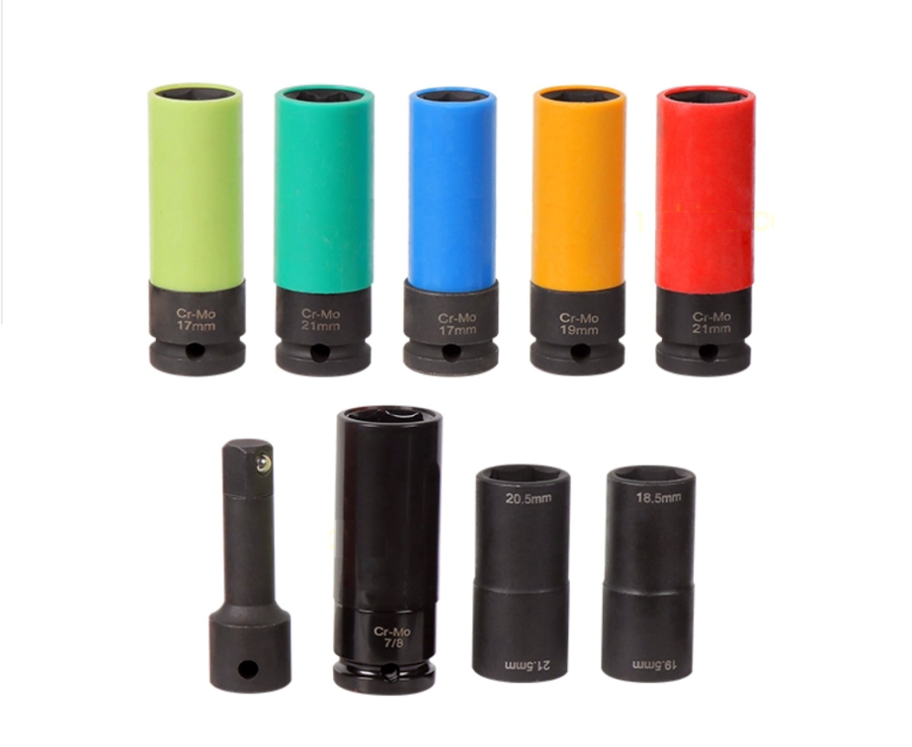 9pc 1/2" Dr. Cr-Mo Deep Wheel Nut Socket Set for Tesla Mercedes-Benz Hyundai Toyota VA etc.